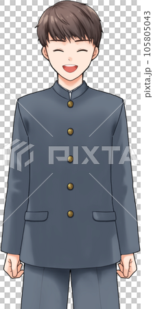 口を開けてにっこり笑う男子学生 口を開けてにっこり笑う男子学生 105805043