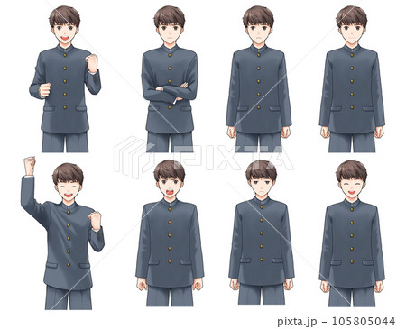 学生服の男子学生 表情詰め合わせ 学生服の男子学生 表情詰め合わせ 105805044