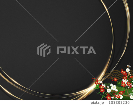 高級感のある和風の年賀素材 高級感のある和風の年賀素材 105805236