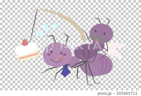 Salaryman-style worker ant and boss ant tempted by delicious food 2 105805712