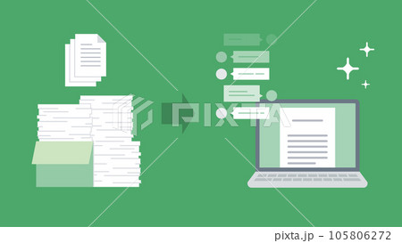 大量の書類をデジタル化してAIチャットで活用DX 105806272