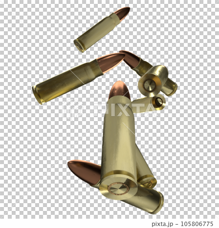 Falling Bullet Shells 3d Illustration Stock Photo - Download Image