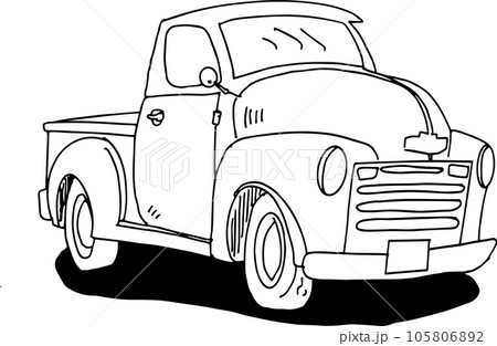 The vintage car cartoon drawing for transport concept 105806892
