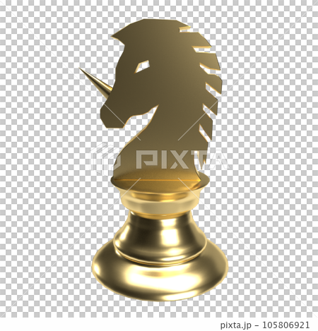 The gold unicorn chess png image 3d rendering The gold unicorn chess png image 3d rendering 105806921