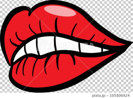 The red lip cartoon drawing for stamp or sticker The red lip cartoon drawing for stamp or sticker 105806924