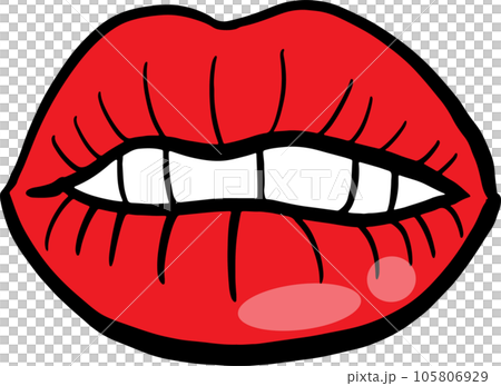 Premium Vector | Pink lips on a white background line art drawing
