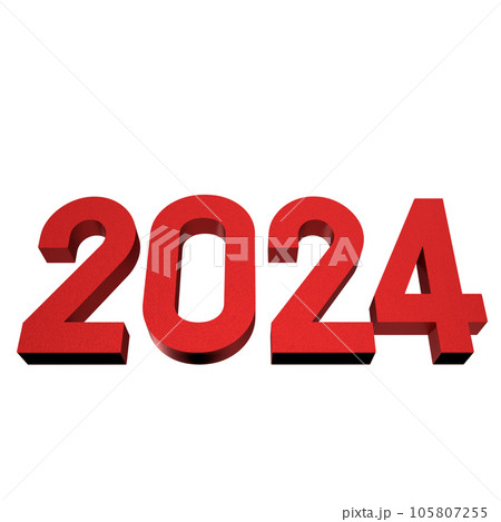 The red 2024 number png image for new year concept 3d rendering 105807255