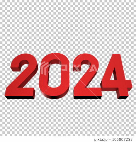 The red 2024 number png image for new year concept 3d rendering 105807255