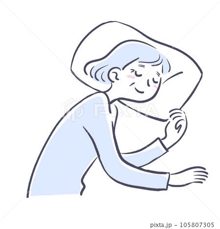 すやすやと眠っているシニア女性 すやすやと眠っているシニア女性 105807305