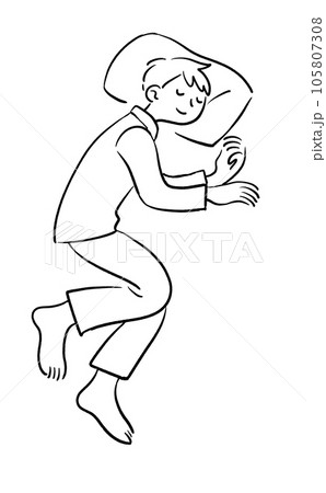 よく眠っている男性　線画 105807308