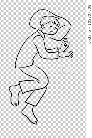 A man sleeping well line drawing 105807308