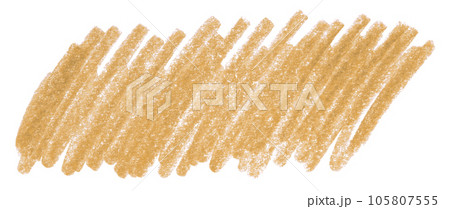 Orange pencil strokes isolated on white background. 105807555