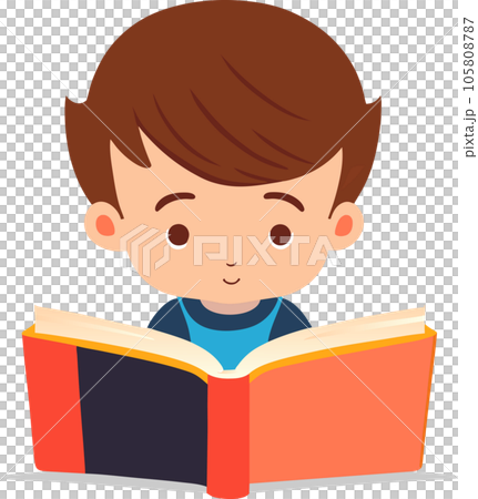 Boy reading a book. Vector illustration of a boy reading a book on a white background, Children's education illustration. AI-generative Boy reading a book. Vector illustration of a boy reading a book on a white background, Children's education illustration. AI-generative 105808787