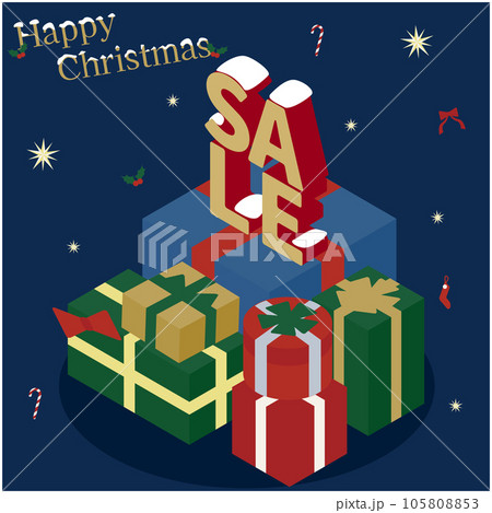 クリスマスのショッピングのバーゲンセールのアイソメイラスト 105808853