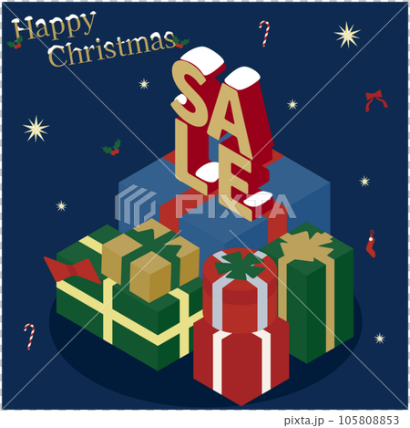 クリスマスのショッピングのバーゲンセールのアイソメイラスト 105808853