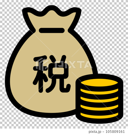 お金の袋とコインのアイコン（税金）のイラスト素材 [105809161] - PIXTA