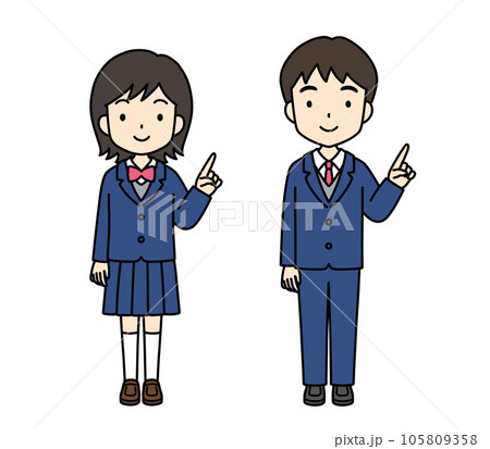 シンプルでかわいい学生イラスト（指差し・ブレザー） 105809358