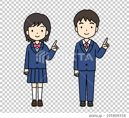 シンプルでかわいい学生イラスト（指差し・ブレザー） 105809358