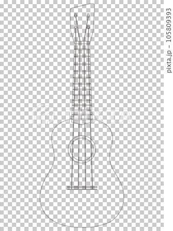 ウクレレの白黒線画イラスト ウクレレの白黒線画イラスト 105809393