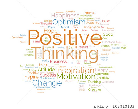 Word cloud background concept for Positive thinking. Success attitude, creative mindset of innovation optimism. vector illustration. 105810133