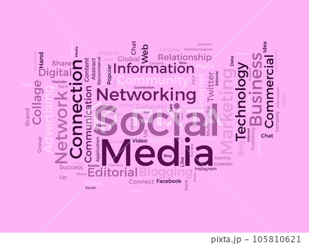 Word cloud background concept for Social media. Global online communication progress with social networking success. vector illustration. Word cloud background concept for Social media. Global online communication progress with social networking success. vector illustration. 105810621