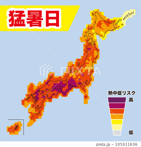 猛暑　日本列島　天気図 105811636