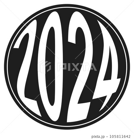 Round logo 2024, happy new year 2024 greeting, round lettering 105811642
