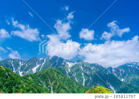 【山岳素材】小遠見山から見る雲海と白馬三山【長野県】 105811707