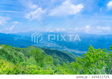 【山岳素材】小遠見山から見る雲海と白馬三山【長野県】 105811729