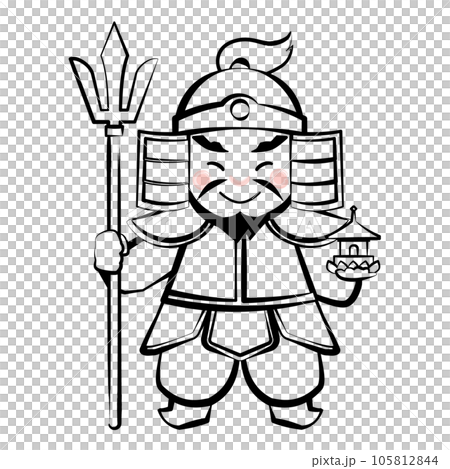 Illustration of the Seven Lucky Gods Bishamonten (ink painting style) 105812844