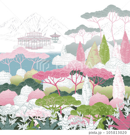 A modern vector illustration of Korea's first Western-style greenhouse, Changgyeonggung Palace Grand Greenhouse 105813020