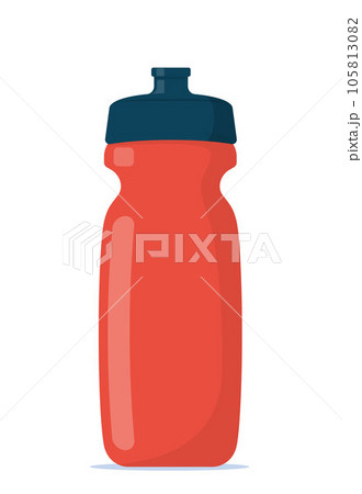 Sport bottle. Bicycle plastic bottle for water. Outdoor activities. Water container for sport training. Vector illustration isolated on white background. Sport bottle. Bicycle plastic bottle for water. Outdoor activities. Water container for sport training. Vector illustration isolated on white background. 105813082