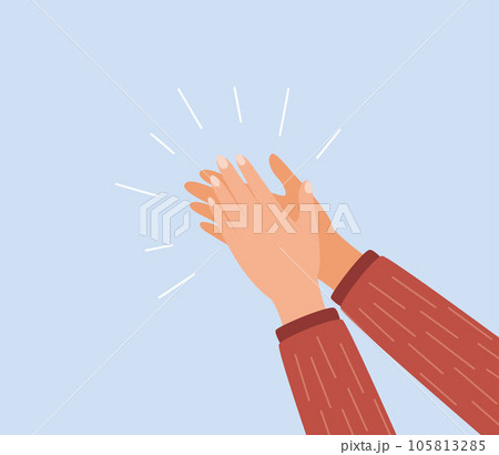Human hands clapping. Applauding hands. Expression of approval, admiration, support, gratitude, recognition. Vector illustration in flat style. 105813285