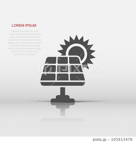 Solar panel icon in flat style. Ecology energy vector illustration on white isolated background. Electrician sign business concept. Solar panel icon in flat style. Ecology energy vector illustration on white isolated background. Electrician sign business concept. 105813476