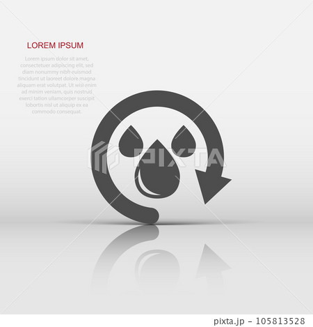 Water drop icon in flat style. Blob recycle vector illustration on white isolated background. Ecology sign business concept. Water drop icon in flat style. Blob recycle vector illustration on white isolated background. Ecology sign business concept. 105813528