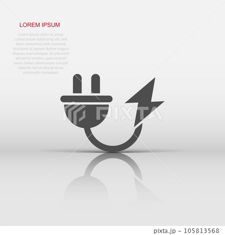 Electric plug icon in flat style. Power adapter vector illustration on white isolated background. Electrician sign business concept. Electric plug icon in flat style. Power adapter vector illustration on white isolated background. Electrician sign business concept. 105813568