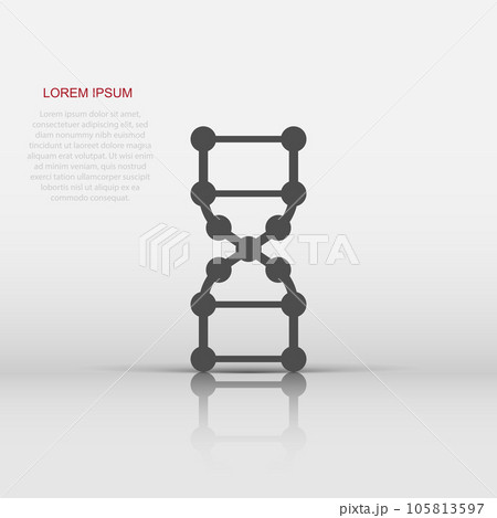 Dna molecule icon in flat style. Atom vector illustration on white isolated background. Molecular spiral sign business concept. 105813597
