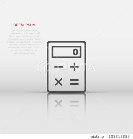 Calculator icon in flat style. Calculate vector illustration on white isolated background. Calculation business concept. Calculator icon in flat style. Calculate vector illustration on white isolated background. Calculation business concept. 105813888