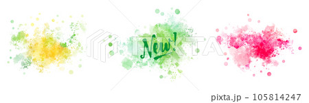 水彩スプラッシュ（イエロー・グリーン・ピンク） 105814247