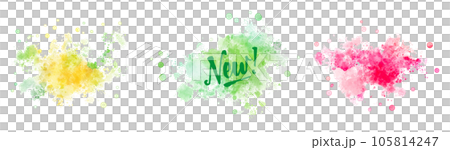 Watercolor splash (yellow, green, pink) 105814247