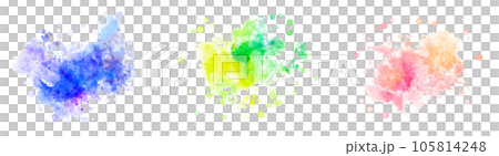 Watercolor splash (blue, yellow green, pink) 105814248