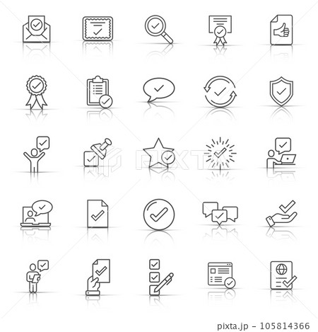 Approve icon set in flat style. Check mark vector illustration on white isolated background. Tick accepted business concept. Approve icon set in flat style. Check mark vector illustration on white isolated background. Tick accepted business concept. 105814366