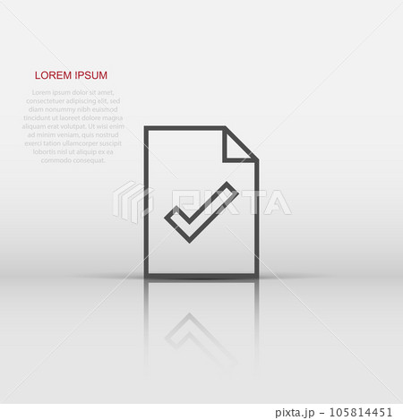 Document checklist icon in flat style. Report vector illustration on white isolated background. Paper sheet business concept. Document checklist icon in flat style. Report vector illustration on white isolated background. Paper sheet business concept. 105814451