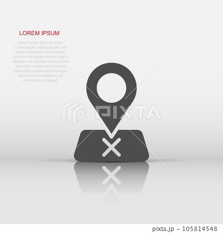 Map pin icon in flat style. gps navigation vector illustration on white isolated background. Locate position business concept. 105814548