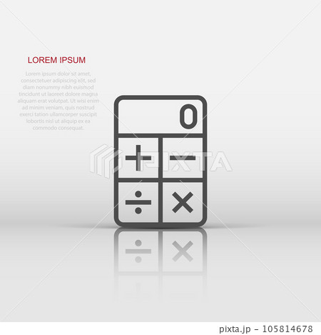 Calculator icon in flat style. Calculate vector illustration on white isolated background. Calculation business concept. Calculator icon in flat style. Calculate vector illustration on white isolated background. Calculation business concept. 105814678