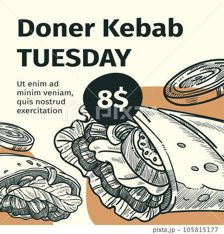Doner kebab tuesday, special price for fast food 105815177