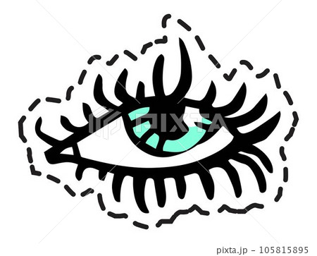 Female eye with long extended eyelashes sticker Female eye with long extended eyelashes sticker 105815895