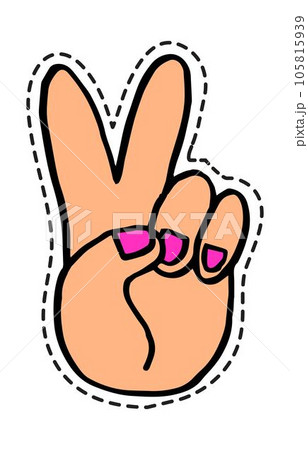 Victory or peace hand gesture, sticker or icon 105815939
