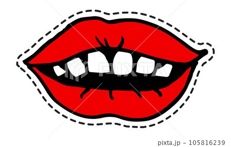 Makeup on lips, open mouth showing teeth sticker 105816239