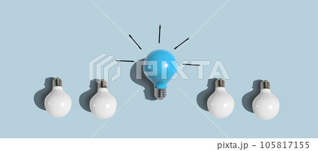 One out unique idea light bulb - Flat lay 105817155